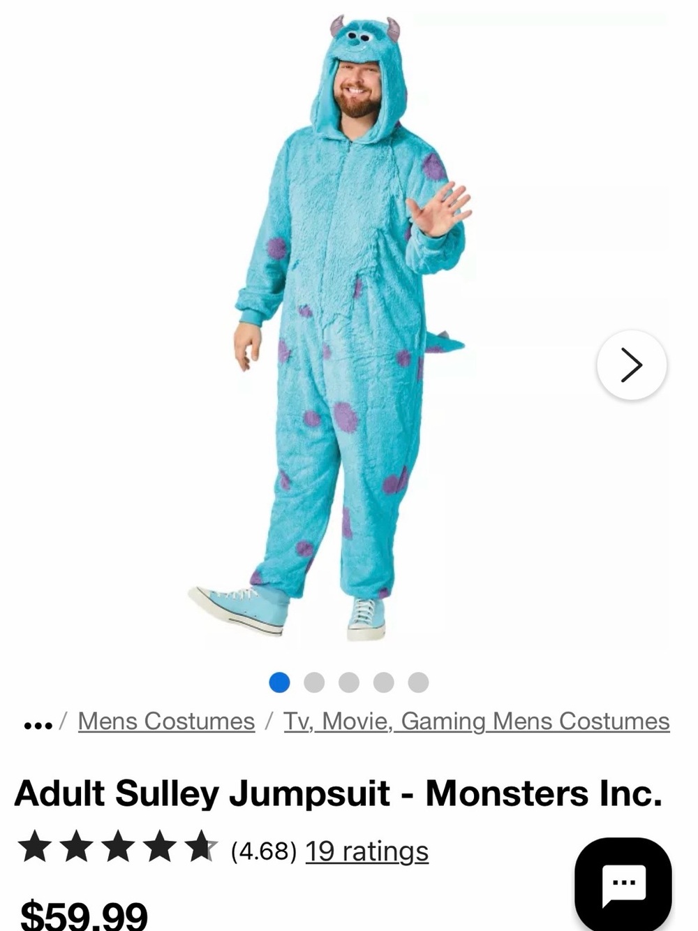 Adult Sulley Jumpsuit Costume - S/M